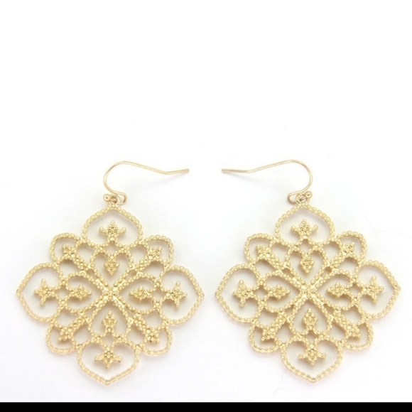 Goldtone Moroccan Boho Syle Filigree Earrings - Picture 3 of 5
